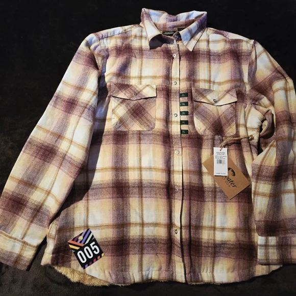 Womens Stillwater Supply Co Lined Flannel Plaid Mauve Top (XL) - Picture 2 of 5